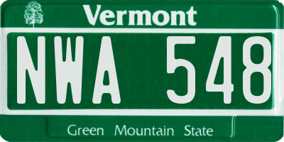 VT license plate NWA548