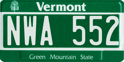 VT license plate NWA552