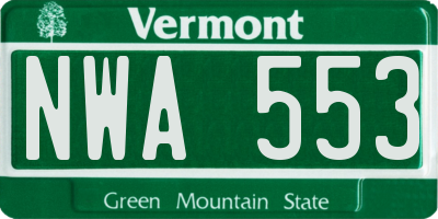 VT license plate NWA553