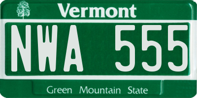 VT license plate NWA555