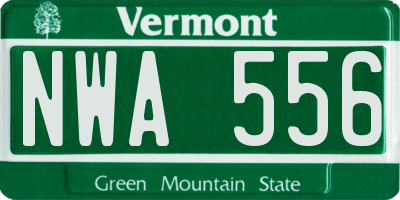 VT license plate NWA556