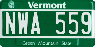 VT license plate NWA559