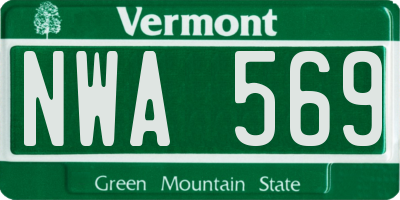 VT license plate NWA569