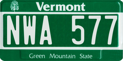 VT license plate NWA577