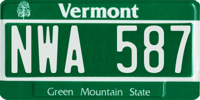 VT license plate NWA587