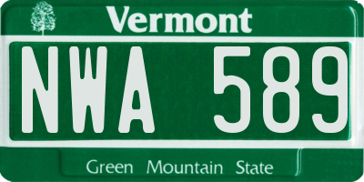 VT license plate NWA589