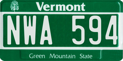 VT license plate NWA594