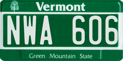 VT license plate NWA606