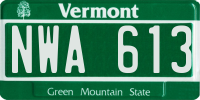 VT license plate NWA613