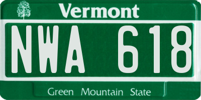 VT license plate NWA618