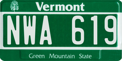 VT license plate NWA619