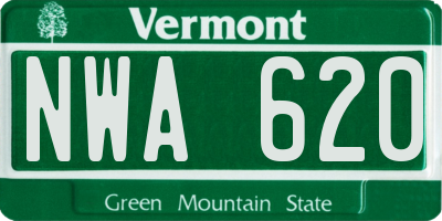 VT license plate NWA620