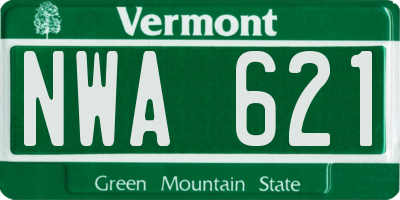 VT license plate NWA621