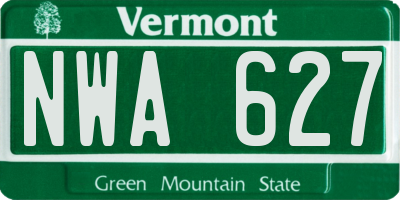 VT license plate NWA627