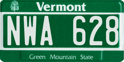 VT license plate NWA628