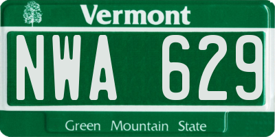VT license plate NWA629