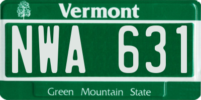 VT license plate NWA631