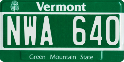 VT license plate NWA640