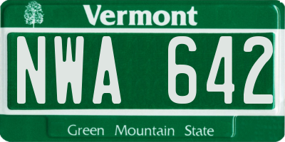 VT license plate NWA642