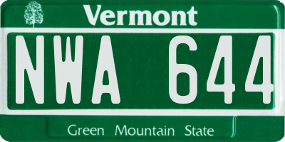 VT license plate NWA644