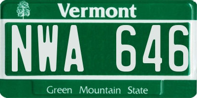 VT license plate NWA646