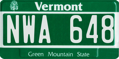 VT license plate NWA648
