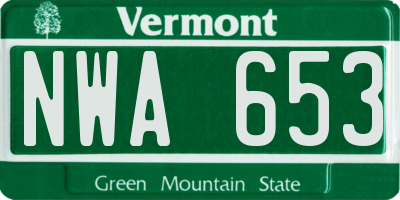 VT license plate NWA653