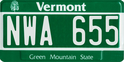 VT license plate NWA655