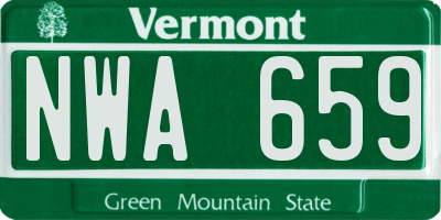 VT license plate NWA659