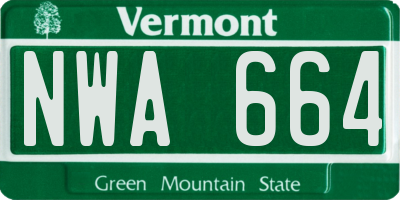 VT license plate NWA664