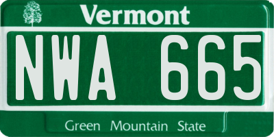 VT license plate NWA665
