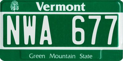 VT license plate NWA677