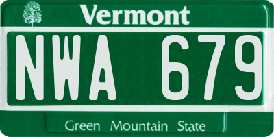 VT license plate NWA679