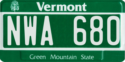 VT license plate NWA680