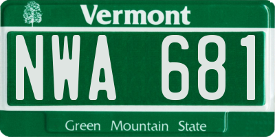 VT license plate NWA681