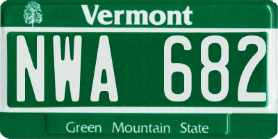 VT license plate NWA682