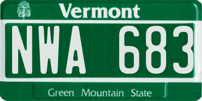 VT license plate NWA683