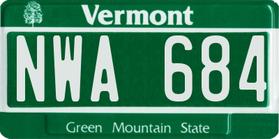 VT license plate NWA684
