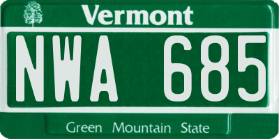 VT license plate NWA685