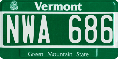 VT license plate NWA686