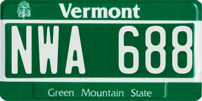 VT license plate NWA688