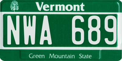 VT license plate NWA689