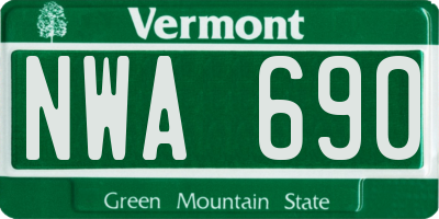 VT license plate NWA690