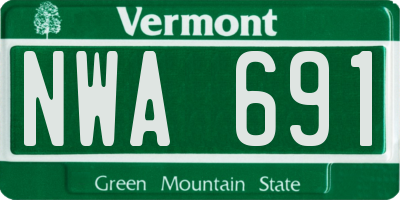 VT license plate NWA691