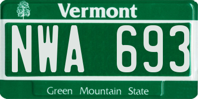VT license plate NWA693