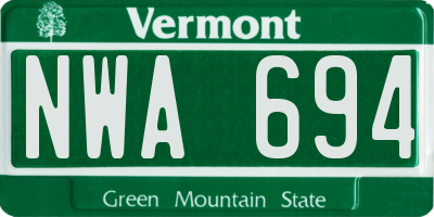 VT license plate NWA694