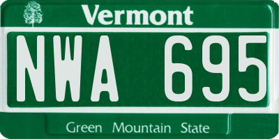 VT license plate NWA695