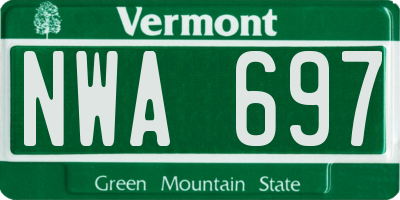 VT license plate NWA697