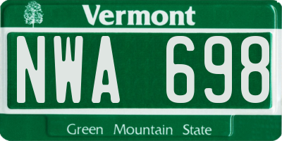 VT license plate NWA698