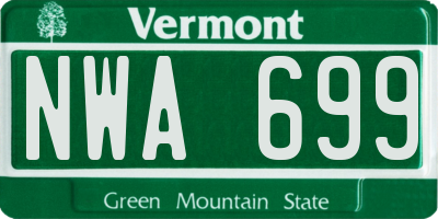 VT license plate NWA699